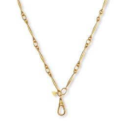 Alternating Link Watch Fob Chain Necklace in Yellow Gold