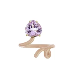 Amethyst Heart & Latte Heart Tendril Ring