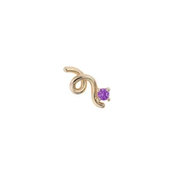 Amethyst Mini Loop Earring in Yellow Gold