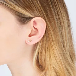 Amethyst Mini Loop Earring in Yellow Gold