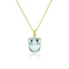 Aquamarine & Sapphire Frog Pendant Necklace