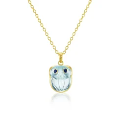 Aquamarine & Sapphire Frog Pendant Necklace