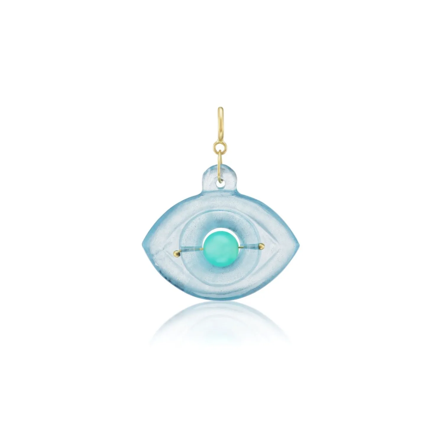 Aquamarine and Chrysoprase Eye Charm