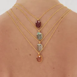 Aquamarine and Diamond Frog Necklace in Yellow Gold