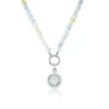 Aquamarine and Pink Quartz Carpe Diem Necklace in Titanium and Ceramic