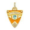 Aquamarine and White Diamond Clementine Guitar Pick Pendant in Yellow gold
