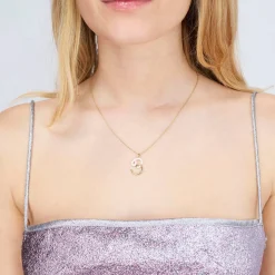 'B' Initial Alphabet Necklace in Yellow Gold