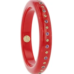 Bakelite Bangle with Amethyst and Yellow Sapphire