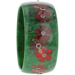 Bakelite Bangle with Amethyst and Rhodolite Garnet
