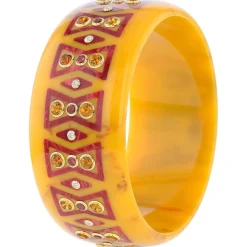 Bakelite Bangle with Citrine, Mozambique Garnet and White Topaz