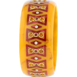 Bakelite Bangle with Citrine, Mozambique Garnet and White Topaz