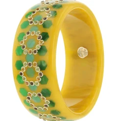 Bakelite Bangle with Citrine, Peridot and Smoky Quartz