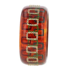 Bakelite Bangle with Citrine, Rhodolite Garnet, Peridot and Blue Sapphire