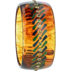 Bakelite Bangle with Citrine, Tsavorite Garnet, Peridot and Smoky Quartz