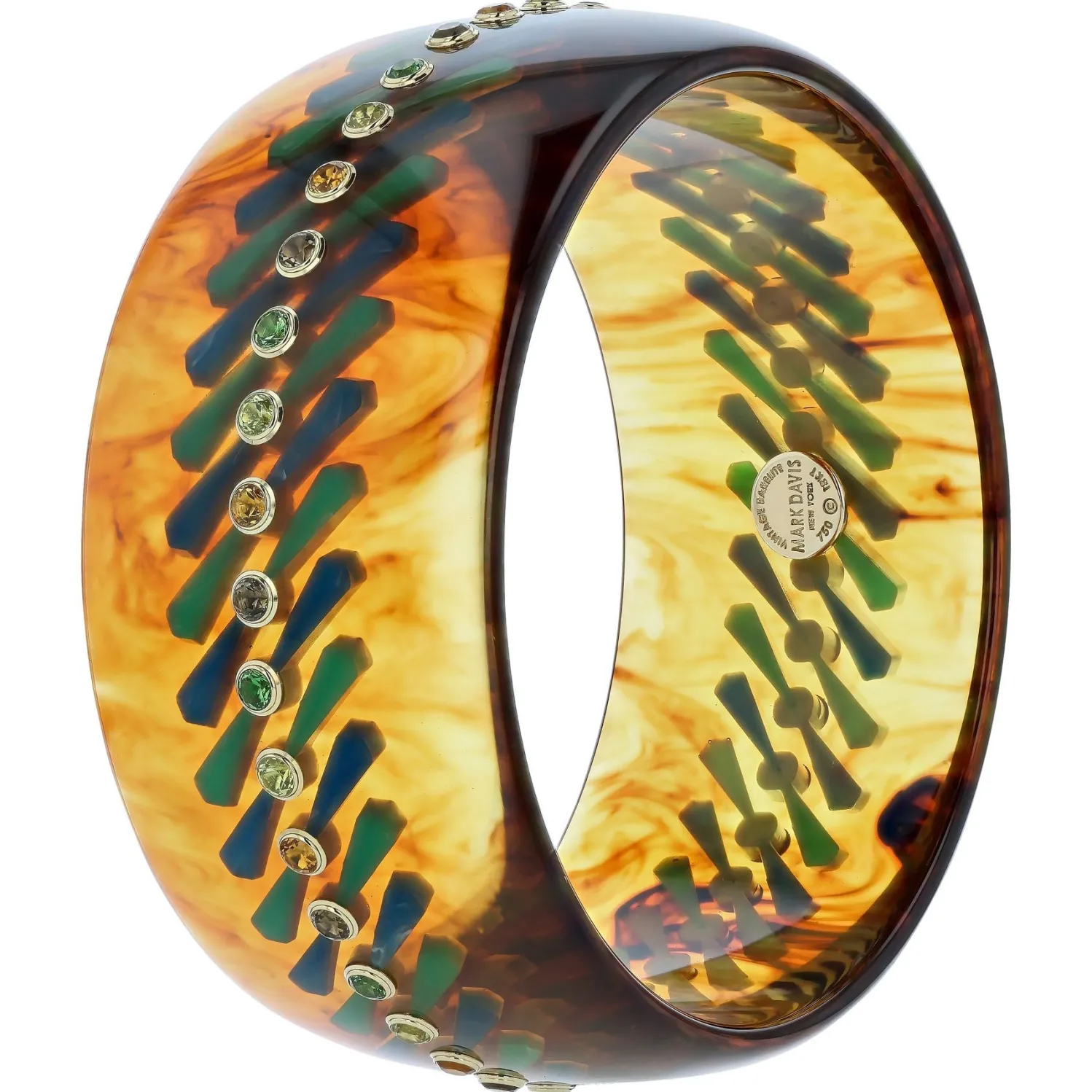 Bakelite Bangle with Citrine, Tsavorite Garnet, Peridot and Smoky Quartz