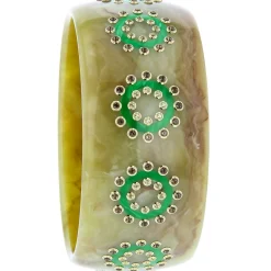 Bakelite Bangle with Peridot and Smoky Quartz
