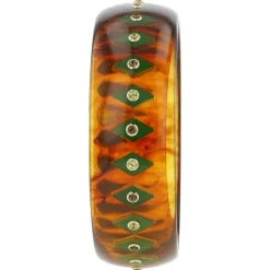 Bakelite Bangle with Peridot and Smoky Quartz