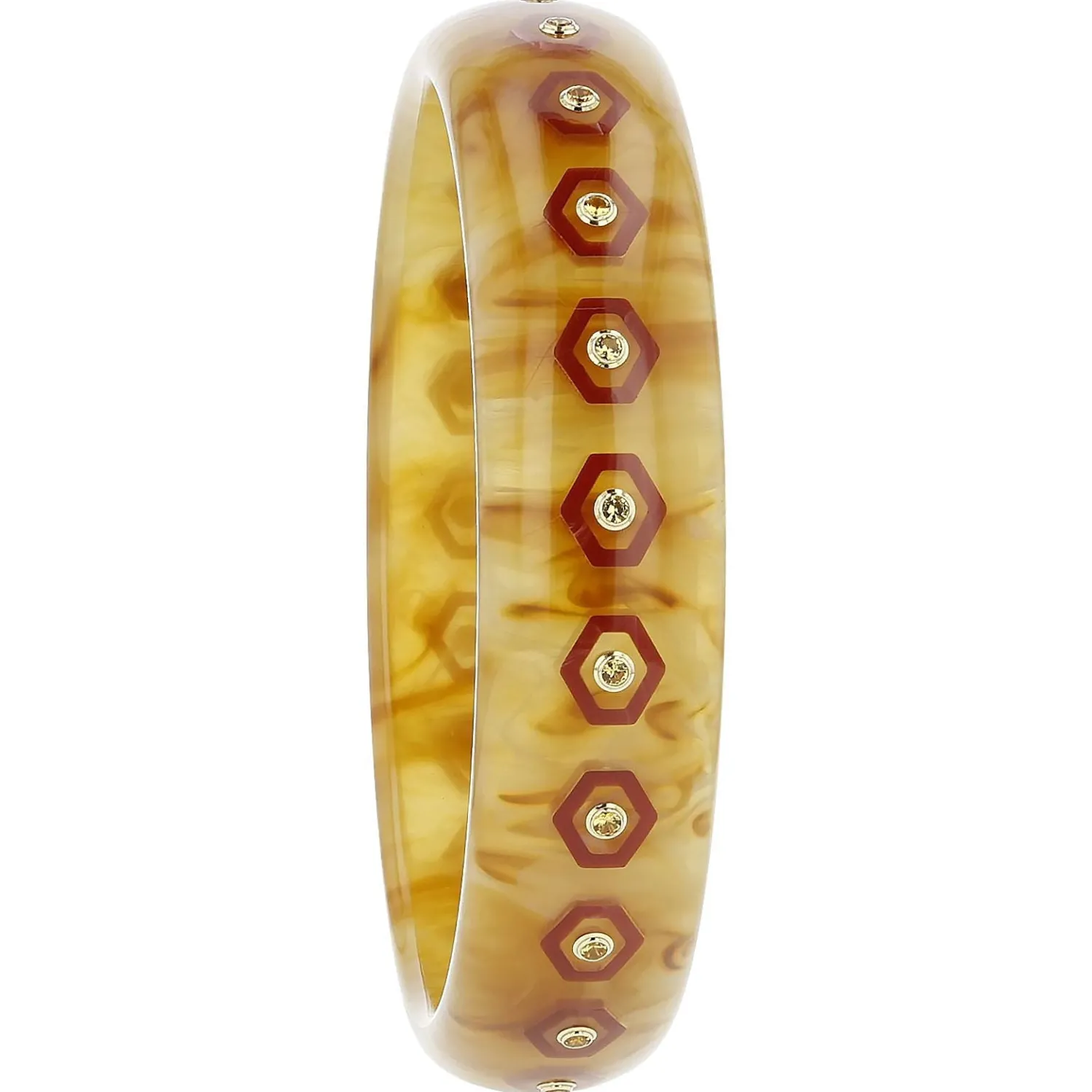 Bakelite Bangle with Yellow Sapphires