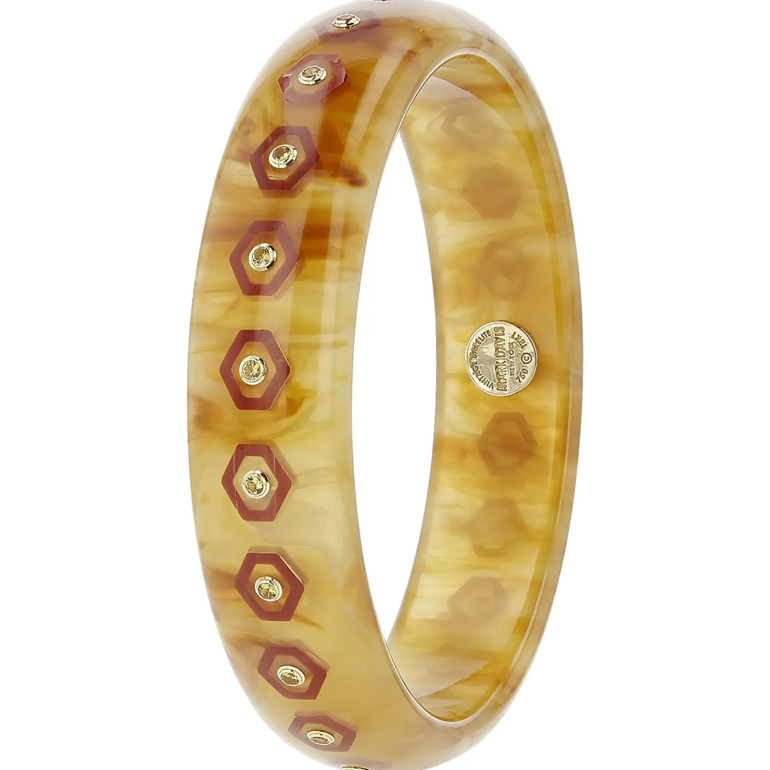 Bakelite Bangle with Yellow Sapphires