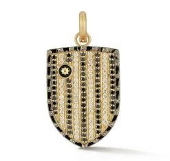 Black and White Diamond Walter Medallion in Yellow Gold
