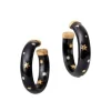 Black Lacquer Star Hoop Earrings