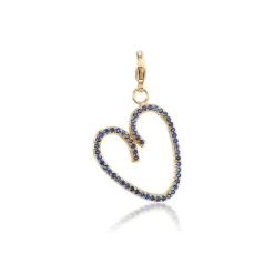 Blue Sapphire Open Heart Charm