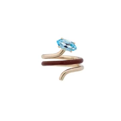 Blue Topaz & Brown Long Vine Ring