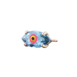 Blue Topaz Big Eye Stud in Yellow Gold