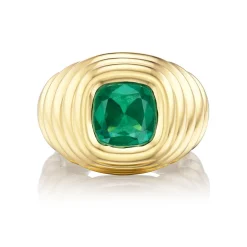 Brazilian Emerald Ripple Ring in Yellow Gold