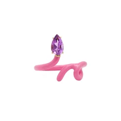 Bubblegum Pink Baby Vine Ring with Amethyst
