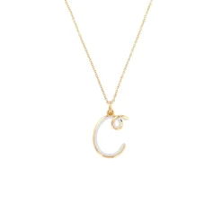 'C' Initial Alphabet Necklace in Yellow Gold