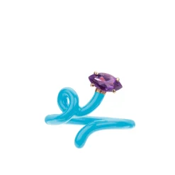 Capri Blue Baby Vine Tendril Ring with Amethyst