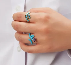 Capri Blue Baby Vine Tendril Ring with Amethyst