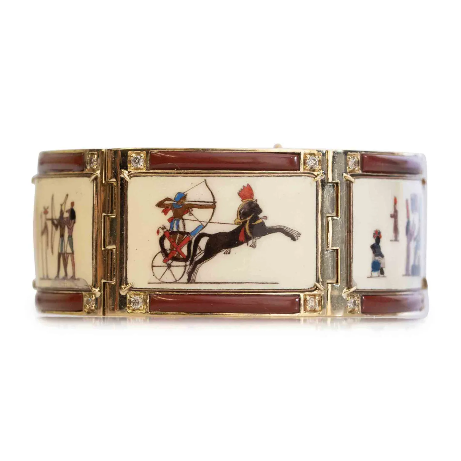 Ceramic Egyptian Image Bracelet in Yellow Gold