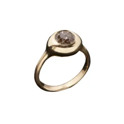 Champagne Desert Diamond Orb Ring in Yellow Gold