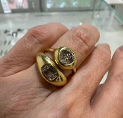 Champagne Desert Diamond Orb Ring in Yellow Gold