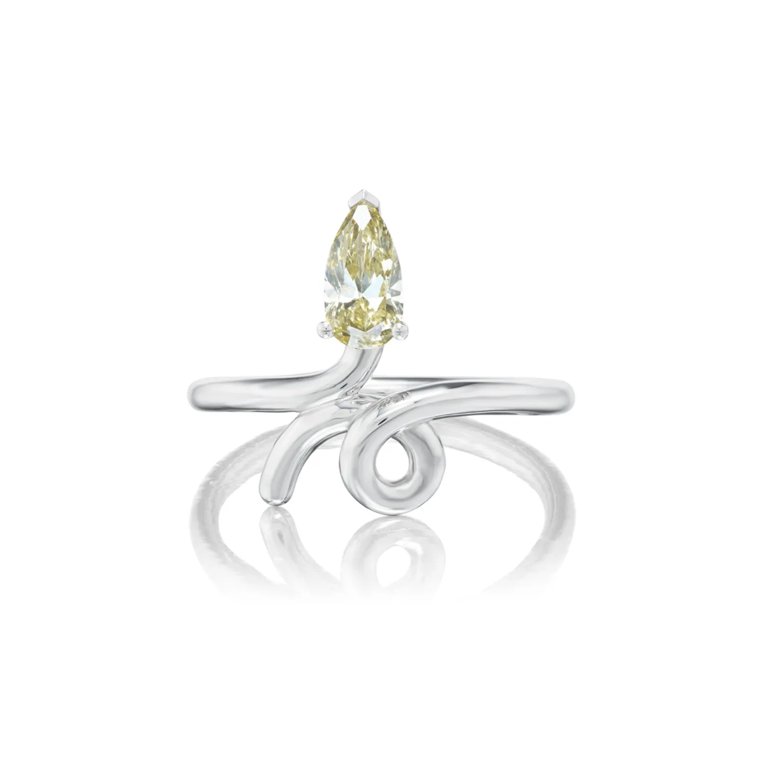 Champagne Diamond Baby Vine Ring in White Gold