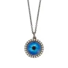 Champagne Diamond Deep Blue Eye Necklace in Blackened White Gold