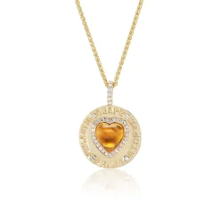 Citrine Coin Heart Charm