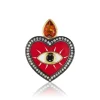 Citrine Diamond Evil Eye Heart Charm