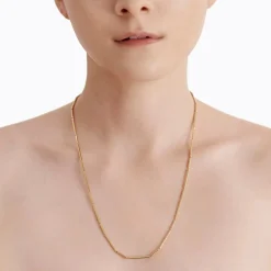 Construction Line Necklace in Yellow Gold