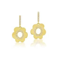 Daisy Huggie Earrings in Yellow Gold