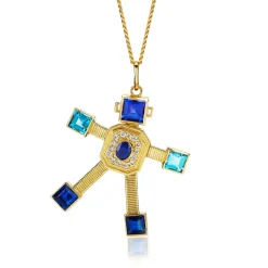 Denim Stack Robot Pendant in Yellow Gold
