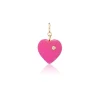 Diamond & Bakelite Hot Pink Heart Charm