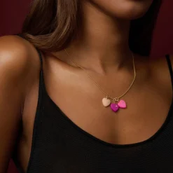 Diamond & Bakelite Hot Pink Heart Charm