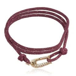 Diamond and Yellow Gold Lock It on Cord Necklace