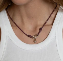 Diamond and Yellow Gold Lock It on Cord Necklace