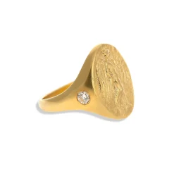 Diamond Niki Signet Ring in Yellow Gold
