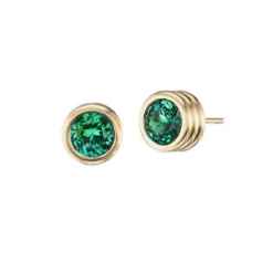 Emerald Grotto Stud Earrings in Yellow Gold