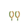 Emerald Petite Double Drip Huggie Earrings in Yellow Gold